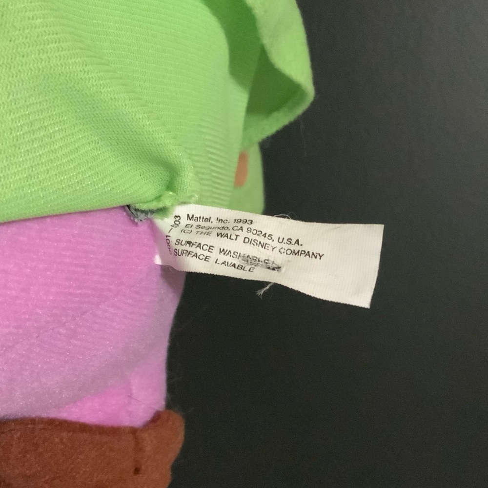 1993 Mattel Disney Dopey Dwarf Plush Standing Mattel Vintage Snow White 11” - Picture 4 of 4